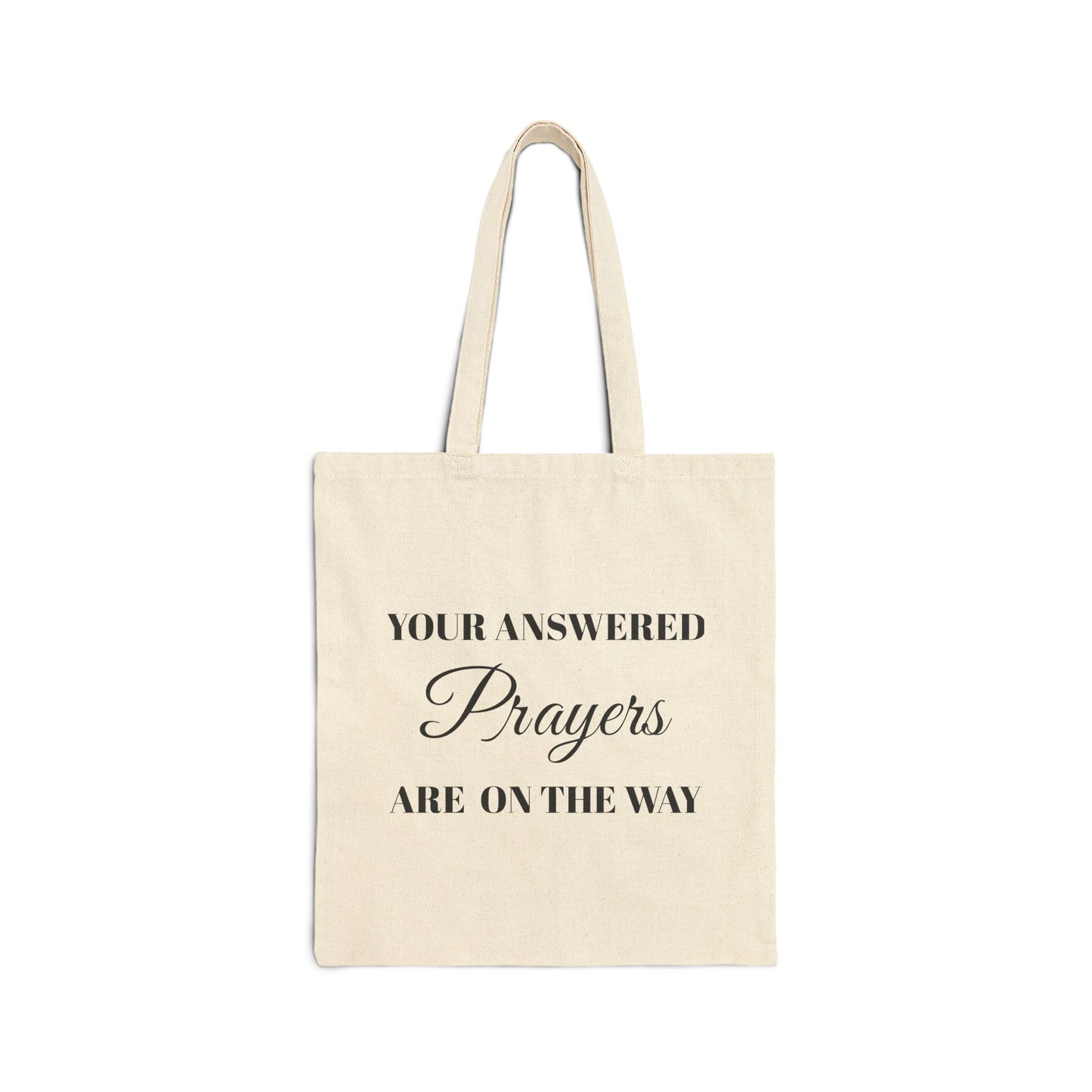 Cotton Tote Bag — "Your Answered Prayers Are On The Way" (Psalm 27:14) Inspirational Scripture Tote